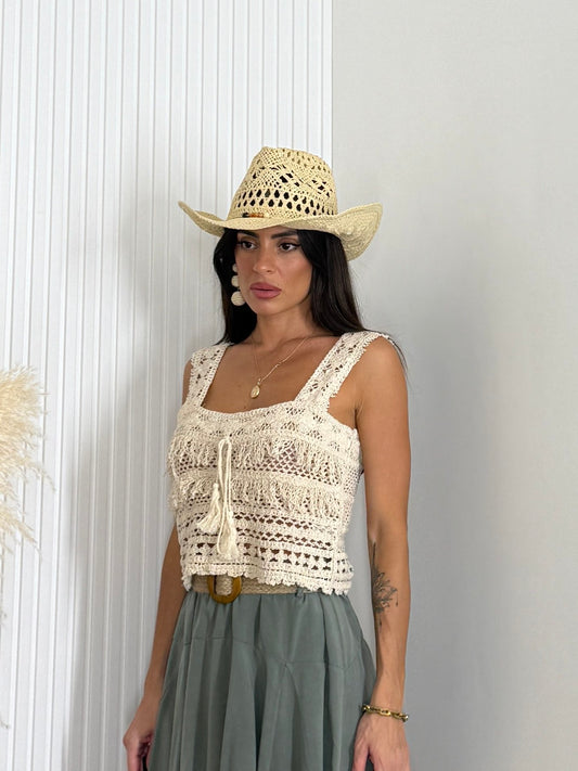 Top Macramè Nude